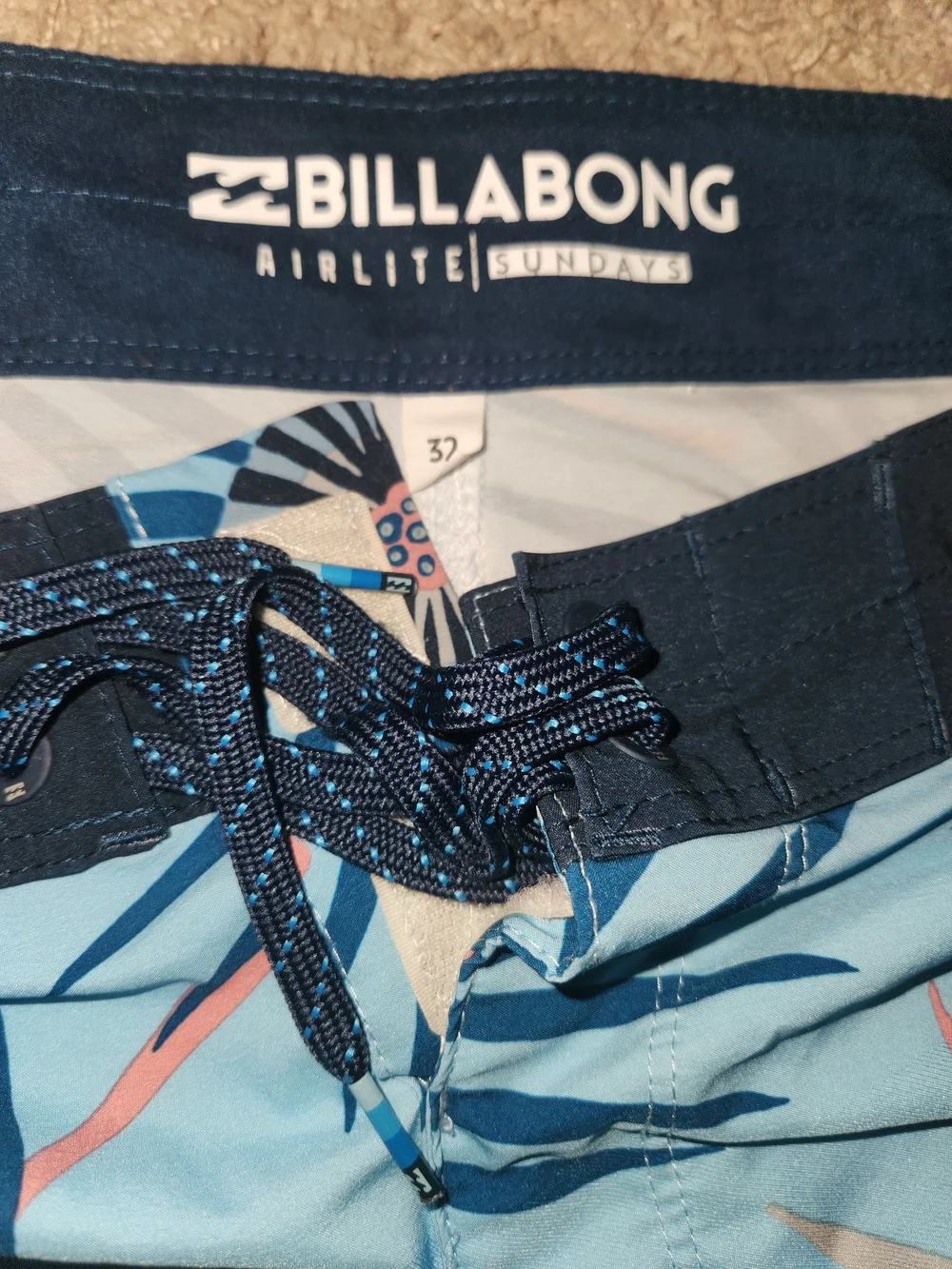 Billabong Navy and Light Blue Tropical Swim Trunks